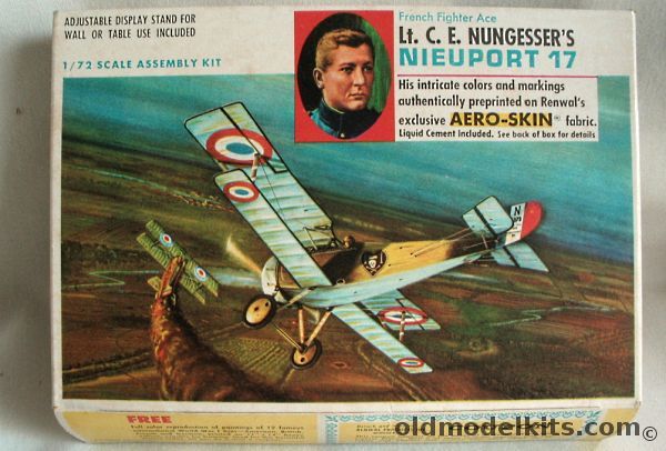 Renwal 1/72 Nieuport 17 Aeroskin - Lt. C.E. Nungesser's Aircraft, 264-79 plastic model kit